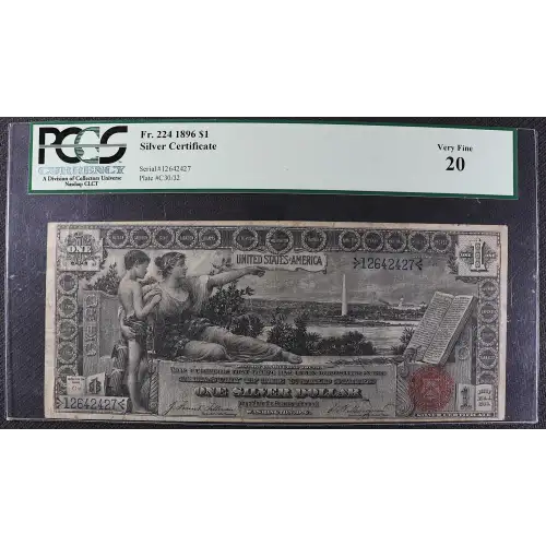 $1 1896 Small Red with rays Silver Certificates 224