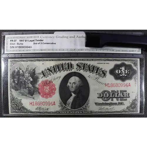 $1 1917 Small Red, scalloped Legal Tender Issues 37