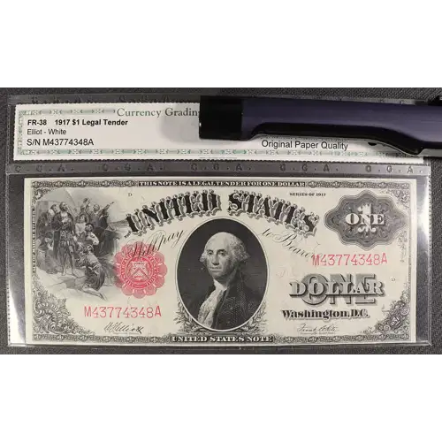 $1 1917 Small Red, scalloped Legal Tender Issues 38