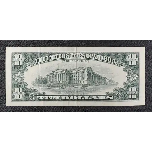$10 1985 Treasury seal. Small Size $10 Federal Reserve Notes 2027-B