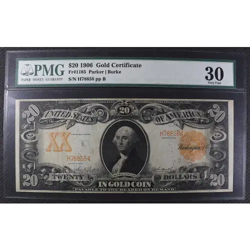 $20 1906 Gold Gold Certificates 1185