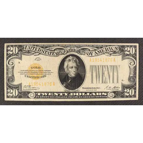 $20 1928 gold seal. Small Size Gold Certificates 2402 (3)