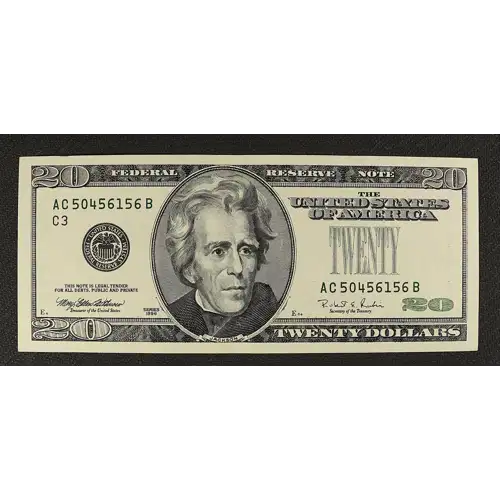 $20 1996 blue-Green seal. Small Size $20 Federal Reserve Notes 2083-C
