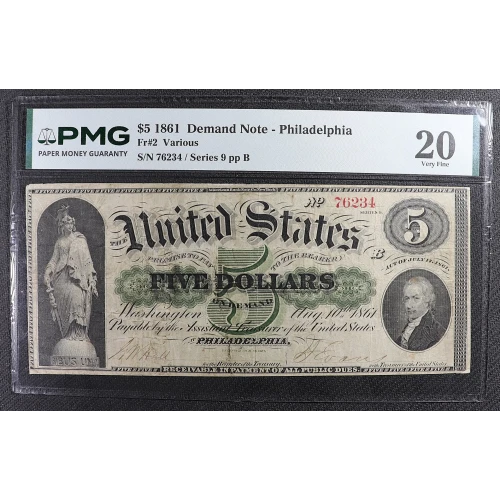 $5   Legal Size Notes The Demand Notes of 1861 2