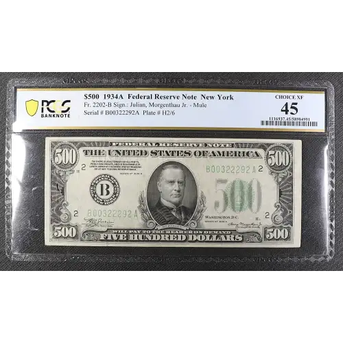 $500 1934-A.  High Denomination Notes 2202-B