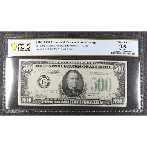 $500 1934-A.  High Denomination Notes 2202-G