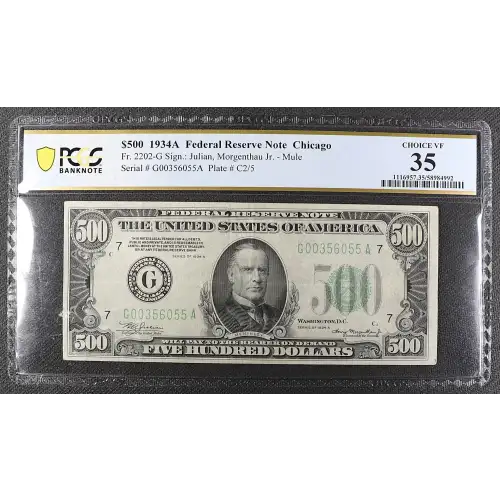 $500 1934-A.  High Denomination Notes 2202-G