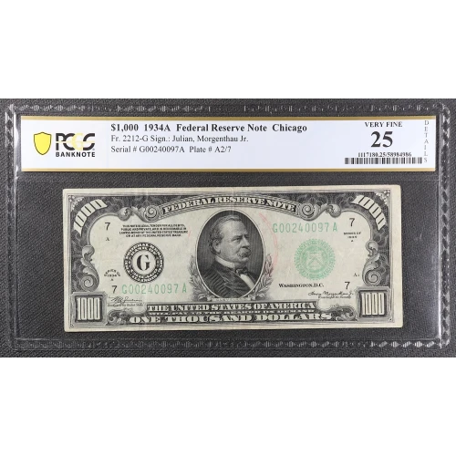 $1,000 1934-A.  High Denomination Notes 2212-G (2)