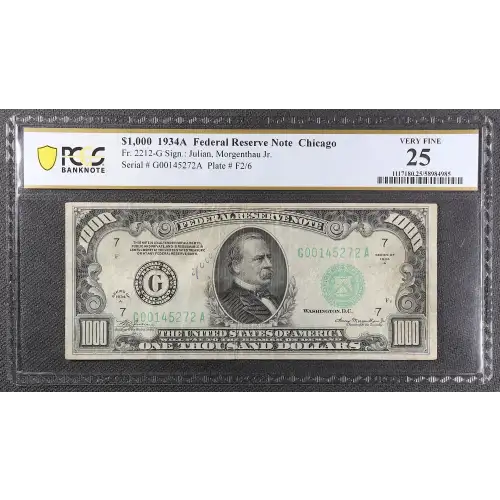 $1,000 1934-A.  High Denomination Notes 2212-G