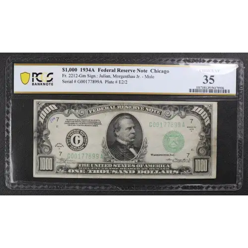 $1,000 1934-A.  High Denomination Notes 2212-Gm (2)