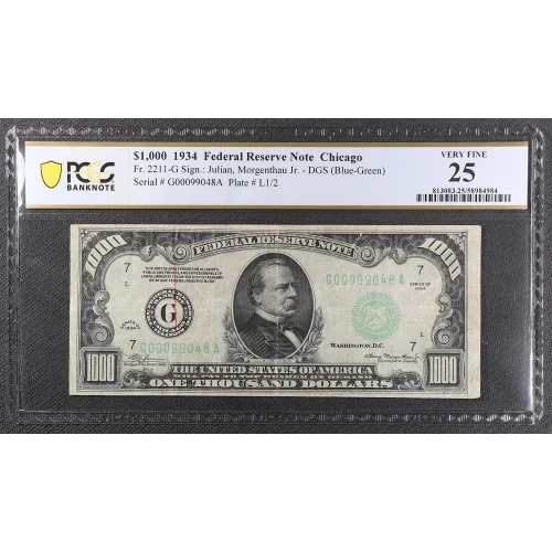 $1,000 1934  High Denomination Notes 2211-G (2)