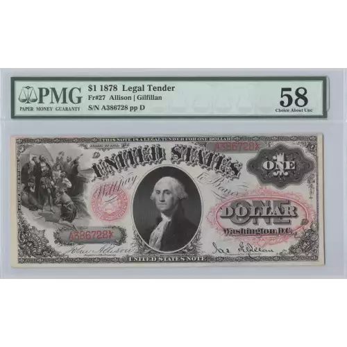 $1 1878 Small Red with rays Legal Tender Issues 27