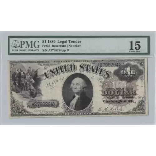 $1 1880 Large Brown; blue serial numbers. Legal Tender Issues 33 (2)