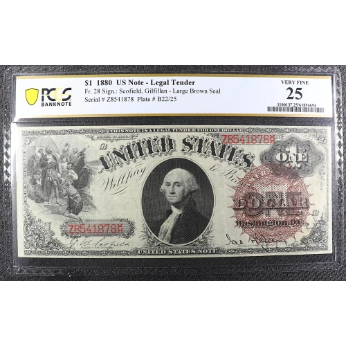 $1 1880 Large Brown; red serial numbers. Legal Tender Issues 28