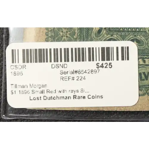 $1 1896 Small Red with rays Silver Certificates 224 (3)