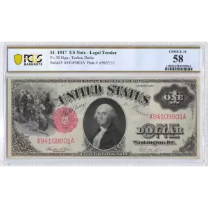 $1 1917 Small Red, scalloped Legal Tender Issues 36