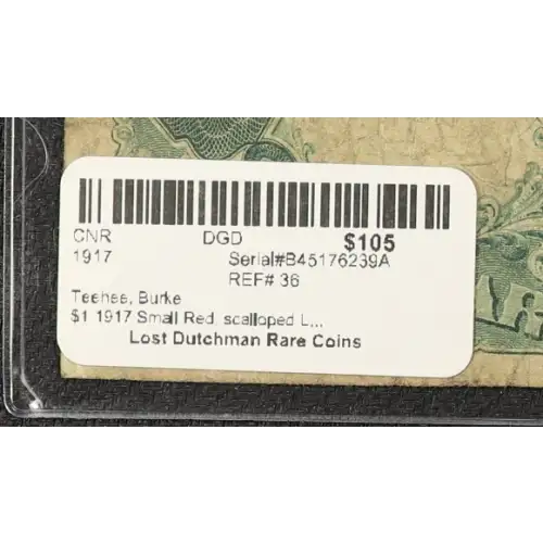 $1 1917 Small Red, scalloped Legal Tender Issues 36