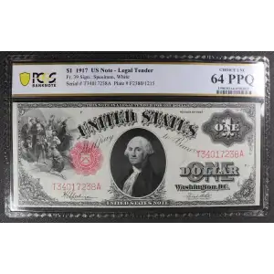 $1 1917 Small Red, scalloped Legal Tender Issues 39