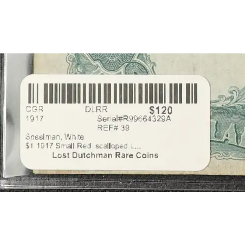 $1 1917 Small Red, scalloped Legal Tender Issues 39