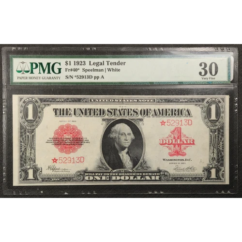 $1 1923 Small Red, scalloped Legal Tender Issues 40* (2)