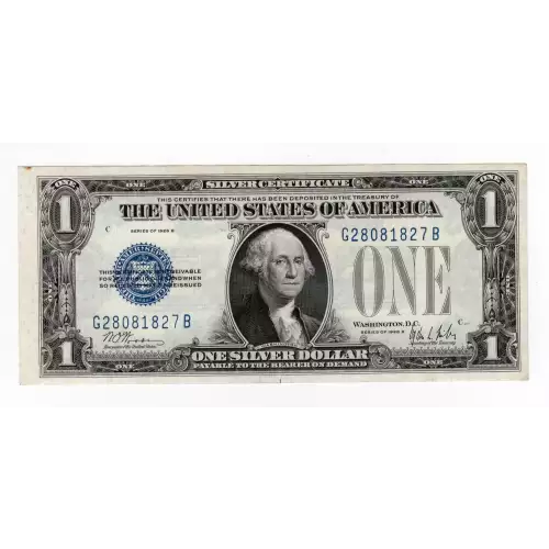 $1 1928-B blue seal. Small Silver Certificates 1602