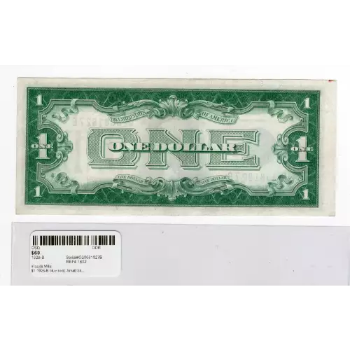 $1 1928-B blue seal. Small Silver Certificates 1602