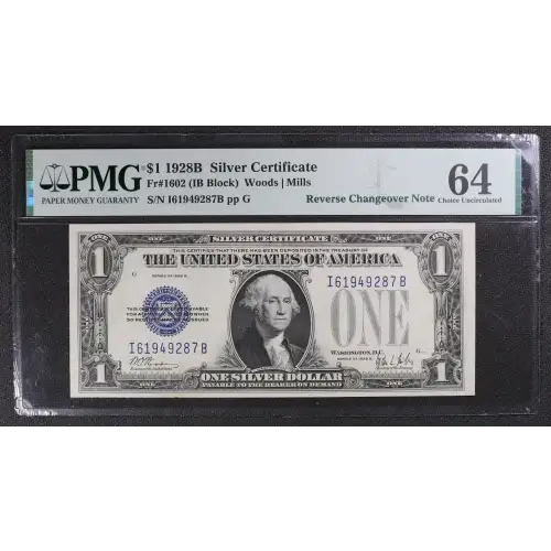 $1 1928-D blue seal. Small Silver Certificates 1604 (4)