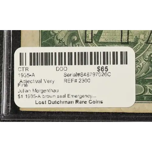 $1 1935-A brown seal Emergency Notes Issued During WW2 2300
