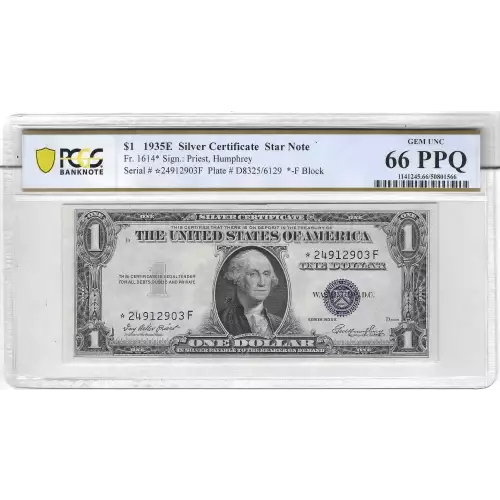 $1 1935-E blue seal. Small Silver Certificates 1614*