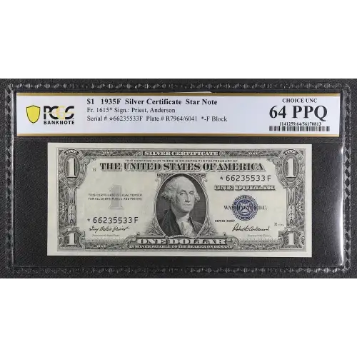 $1 1935-F blue seal. Small Silver Certificates 1615*