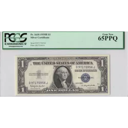 $1 1935-H blue seal. Small Silver Certificates 1618