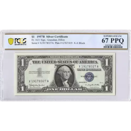 $1 1957-B blue seal. Small Silver Certificates 1621