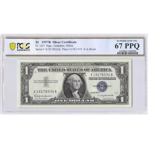 $1 1957-B blue seal. Small Silver Certificates 1621