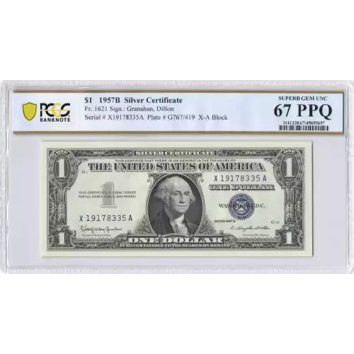 $1 1957-B blue seal. Small Silver Certificates 1621 (2)