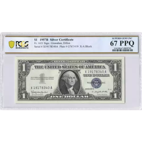 $1 1957-B blue seal. Small Silver Certificates 1621