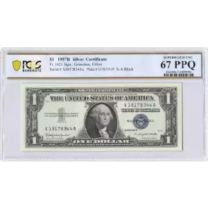 $1 1957-B blue seal. Small Silver Certificates 1621