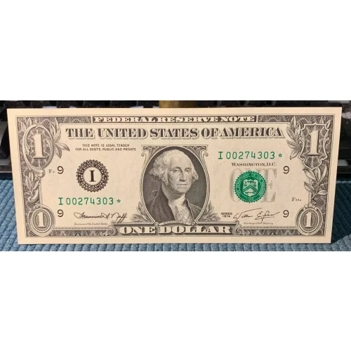 $1 1974 Green seal. Small Size $1 Federal Reserve Notes 1908-I*