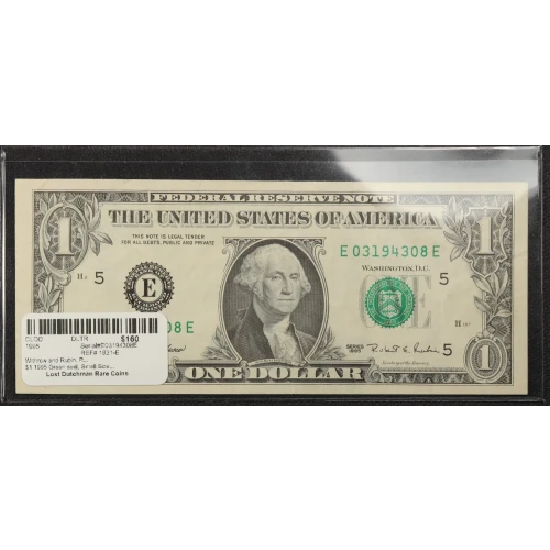 $1 1995 Green seal. Small Size $1 Federal Reserve Notes 1921-E (2)
