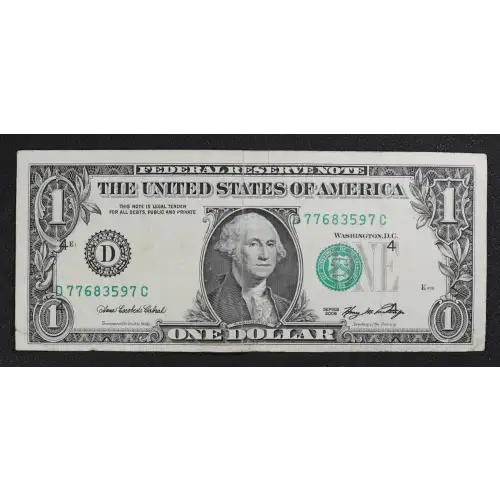$1 2006 Green seal. Small Size $1 Federal Reserve Notes 1932-D