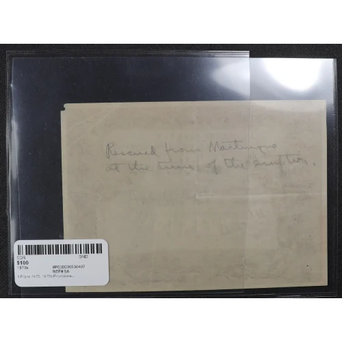 1 Franc 1870, 1870s Provisional Issue  Martinique 5A (3)