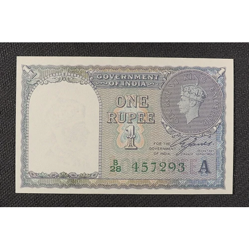 1 Rupee 1940, 1940 Issue d. Green serial #, letter A India 25 (3)