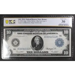 $10 1914 Blue Seal Federal Reserve Notes 907A (2)