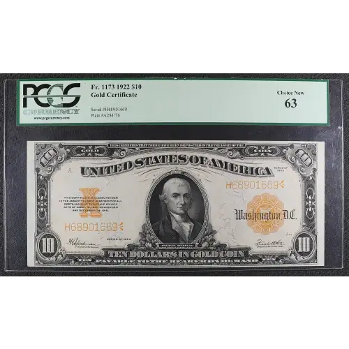 $10 1922 Gold Gold Certificates 1173