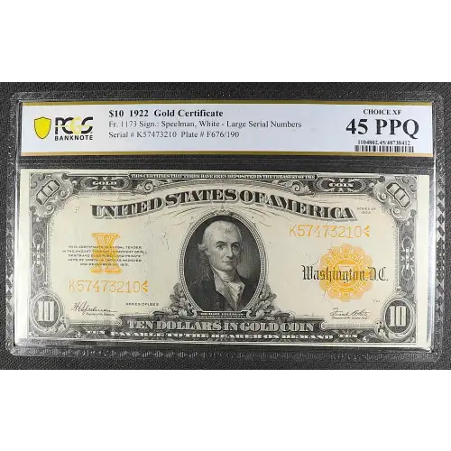 $10 1922 Gold Gold Certificates 1173