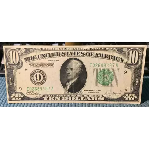 $10 1928 Green Seal Small Size $10 Federal Reserve Notes 2000-I (2)