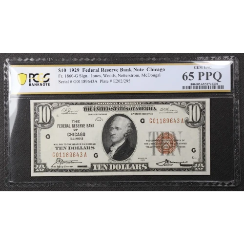 $10 1929 brown seal Small Federal Reserve Bank Notes 1860-G