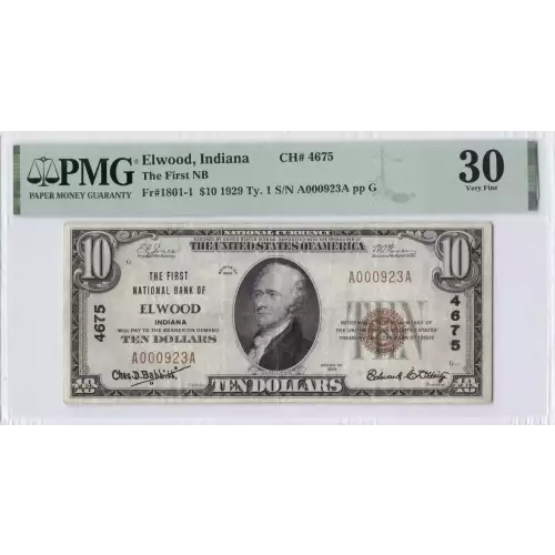 $10 1929 small brown seal. Small National Bank Notes 1801-1 (2)