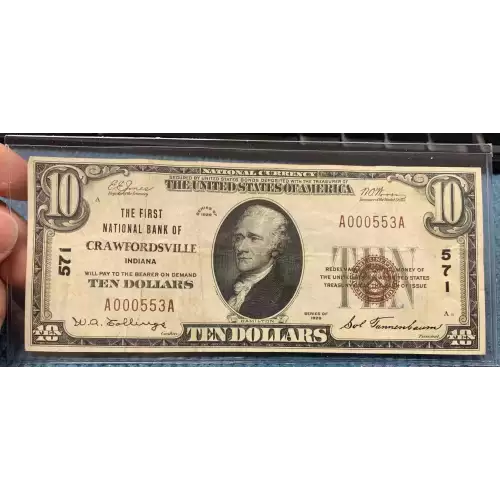 $10 1929 small brown seal. Small National Bank Notes 1801-1 (2)