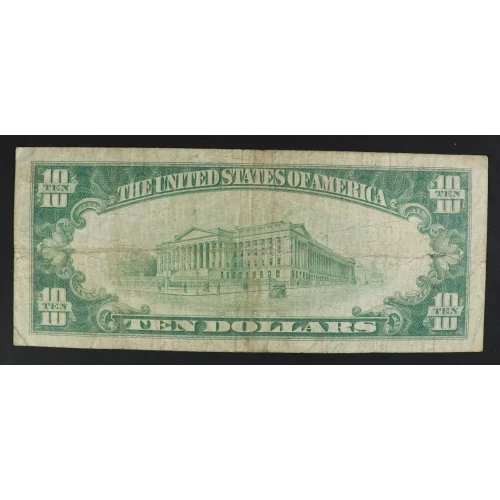 $10 1929 small brown seal. Small National Bank Notes 1801-1 (3)