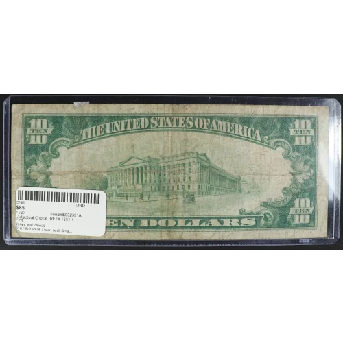 $10 1929 small brown seal. Small National Bank Notes 1801-1 (2)